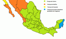 Mapa de México con husos horarios