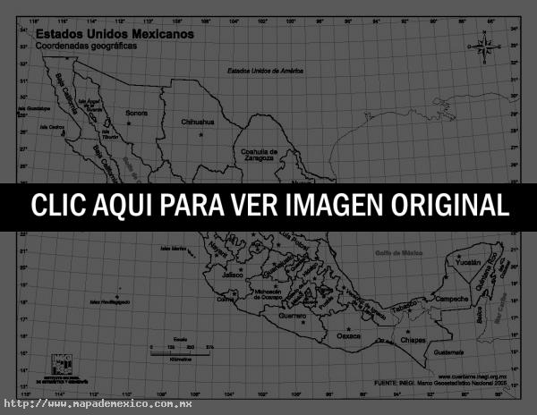 Mapa de México con coordenadas geográficas