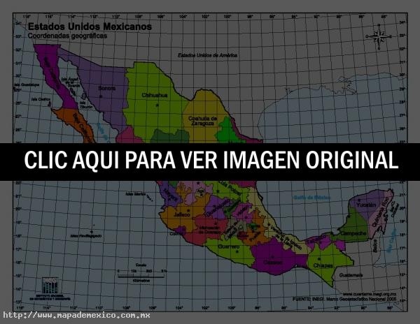 Mapa de México con coordenadas geográficas